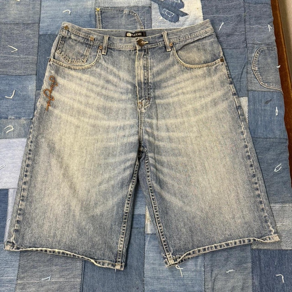 Faded denim shorts with a skater vibe
